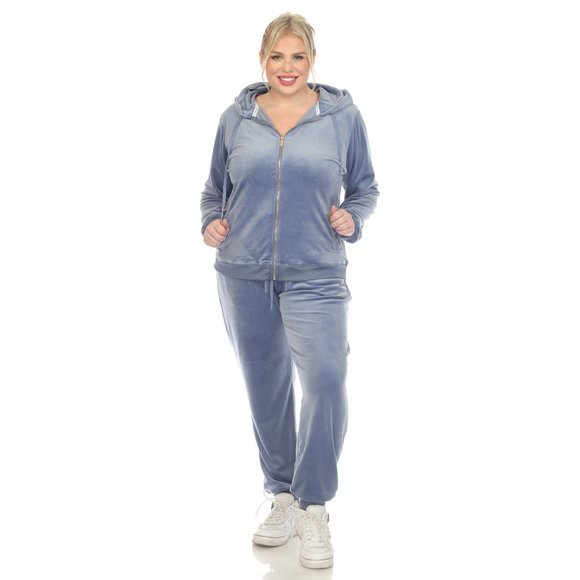 Plus Size 2 Piece Velour Tracksuit Set - Picture 1 of 5